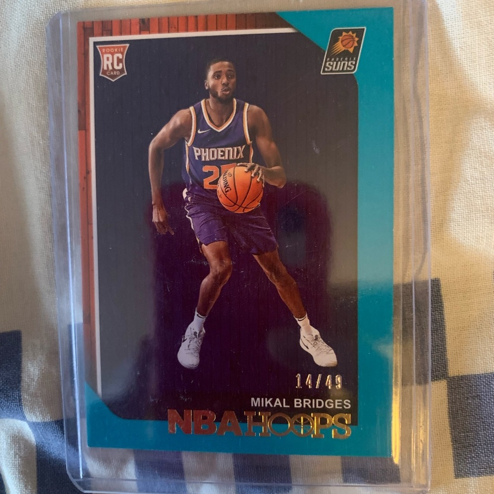 Mikal Bridges Rookie Card Phoenix Suns NBA Hoops Teal Serial Numbered Card 14/49